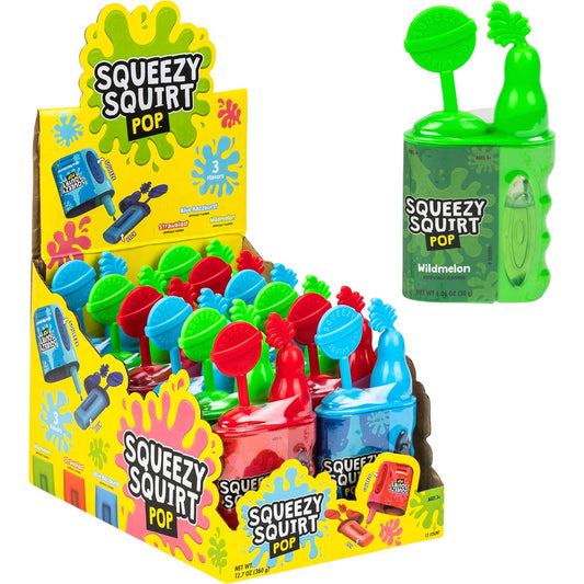 Koko's Squeezy Squirt Pop 3 Flavor Candy `1.06 oz 12 ct